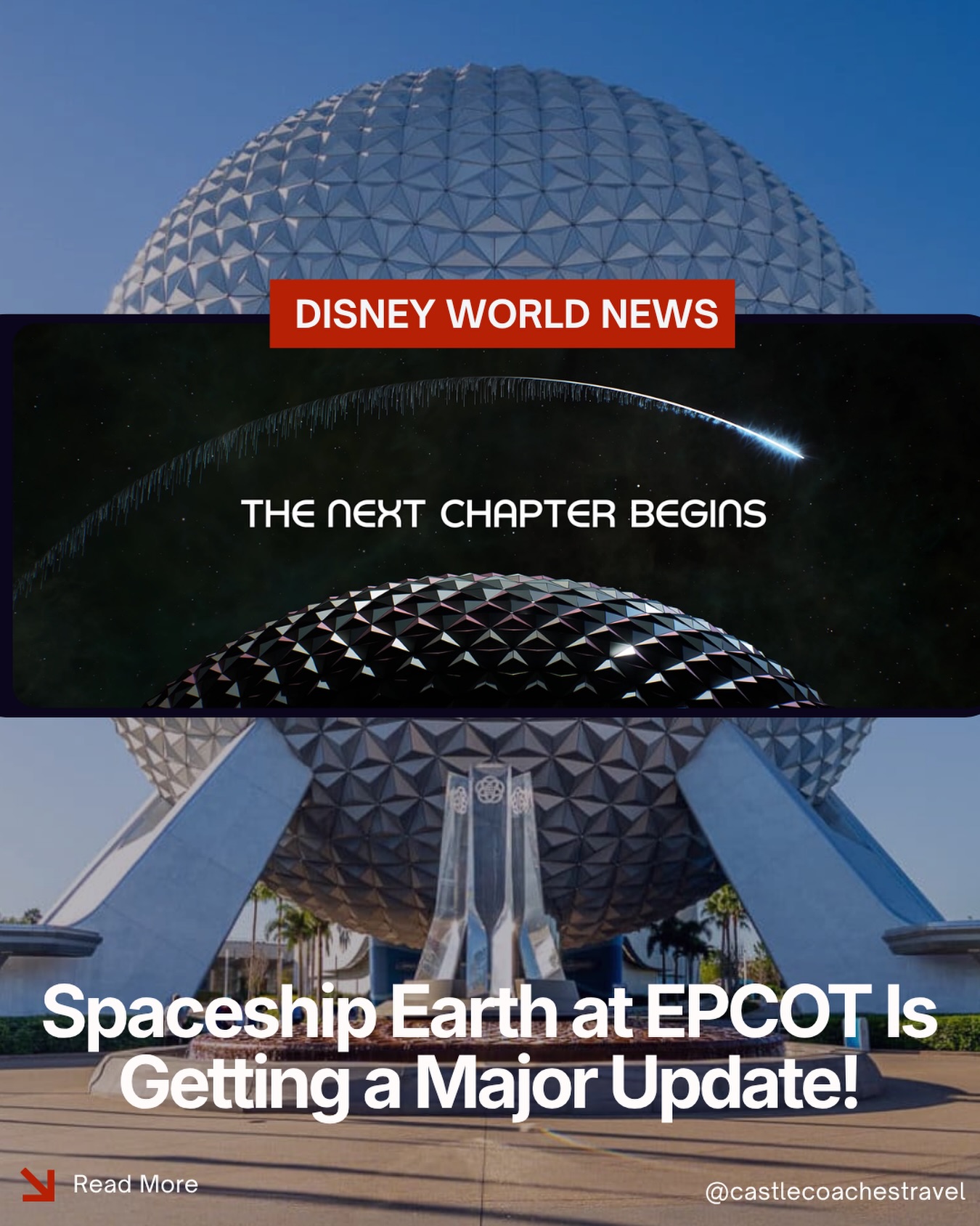 🌐 Spaceship Earth Is Getting Its Biggest Update in Nearly 20 Years!

One of EPCOT’s most iconic attractions is preparing for an exciting new chapter!

Disney announced at D23 2026 that Spaceship Earth will receive its first major story update in nearly two decades.

Here’s what’s changing:

🌎 The attraction’s story will evolve from focusing on human communication to celebrating human connection.

✨ Guests can expect new scenes, updated storytelling, and enhanced technology while preserving the attraction’s hopeful message and beloved narration style.

Disney emphasized that the heart of Spaceship Earth isn’t changing—it’s simply evolving to inspire a new generation of dreamers. 

✨ Reach out to a Castle Coaches Travel agent today to get your next Walt Disney World vacation booked!

#CastleCoachesTravel #EPCOT #SpaceshipEarth #WaltDisneyWorld #D23